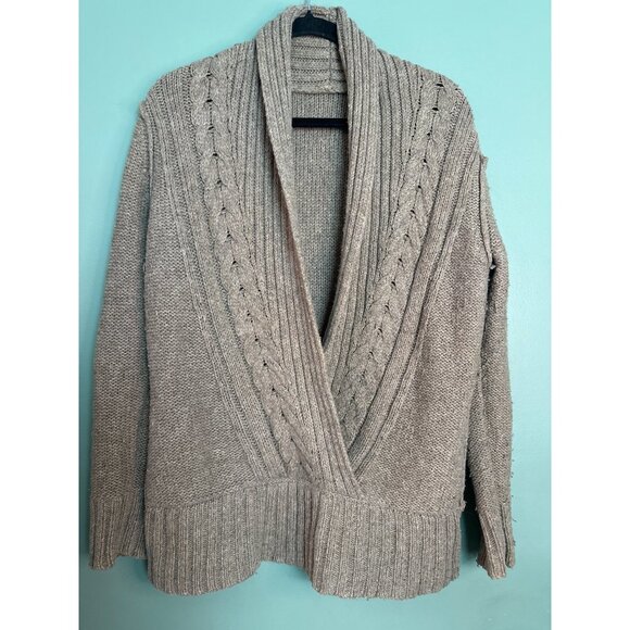 Sonoma Women’s L Tan Cable Knit Sweater Cozy Classic Preppy Fall Winter Neutral - Picture 1 of 7